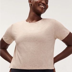 Girlfriend collective Cupro crop tee • dune • small